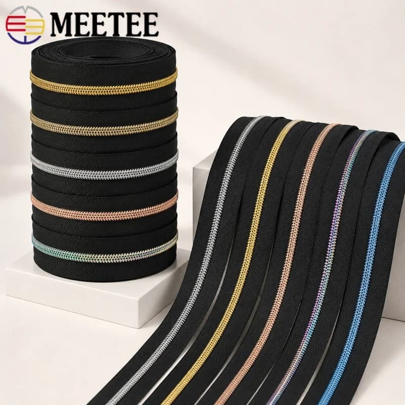 10/20M 3#5# Black Nylon Coil Zipper Roll Continuous Zip Tape for Bag Garment Luggage Cushion Sewing DIY Accessories Supplies Kit