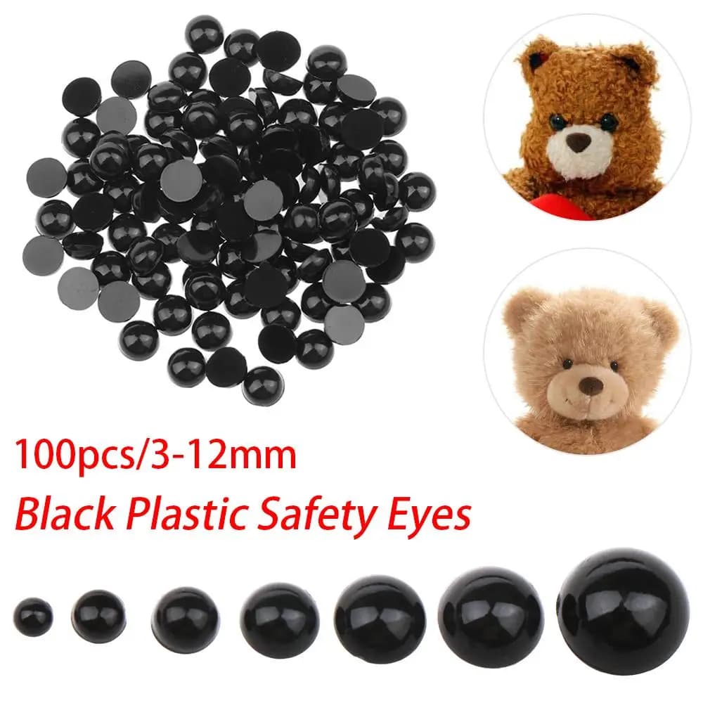 100 pz Artigianato FAI DA TE 3-12mm Peluche Animali Burattini rendendo Bambole Accessori Nero Occhi di Sicurezza Orsi Ago Feltro
