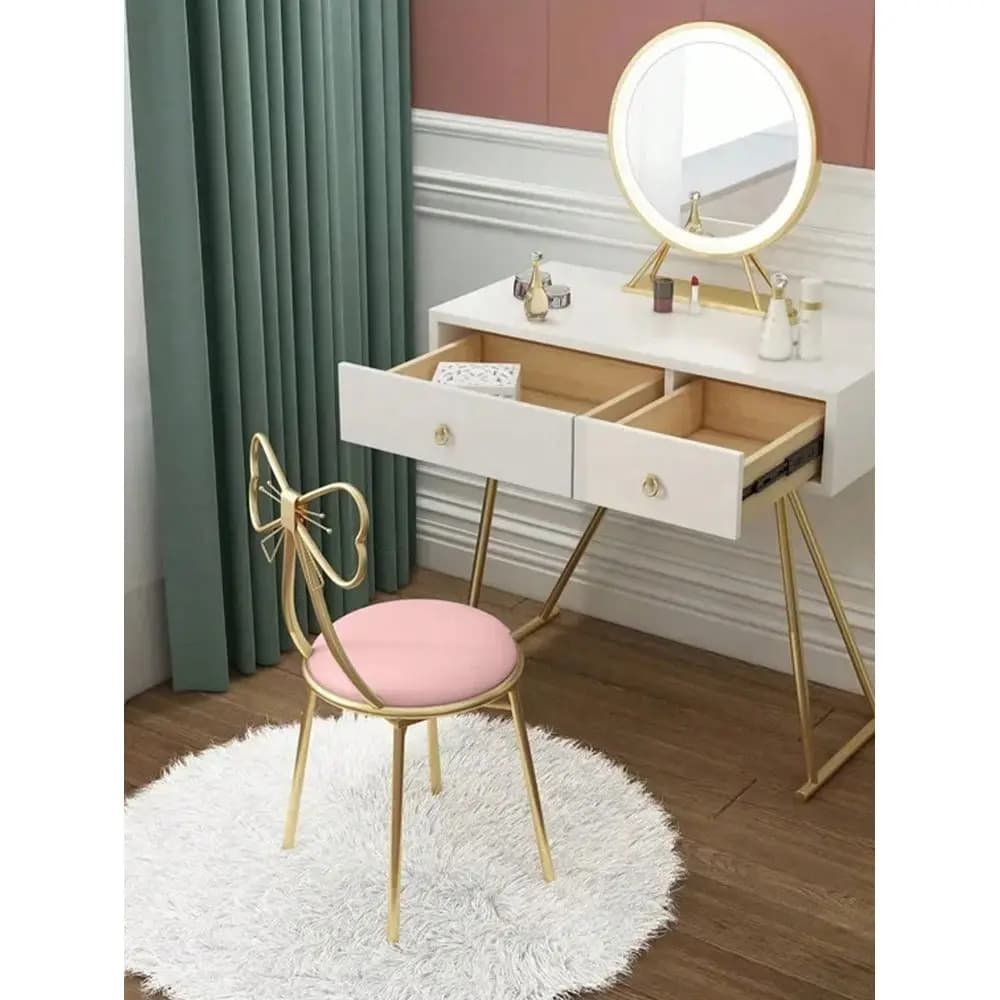 Pink ButterflyShaped Vanity Chair,Side Table Seat,Makeup Chair,Butterfly Backrest Chair With Soft Flannelette Sponge Cushion Su