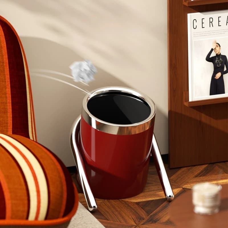 Retro Trash Can Kitchen Living Room Toilet Cleaning Storage Bucket Wastebasket Tilt Cleaning Tools Bathroom Supplies Trash Can