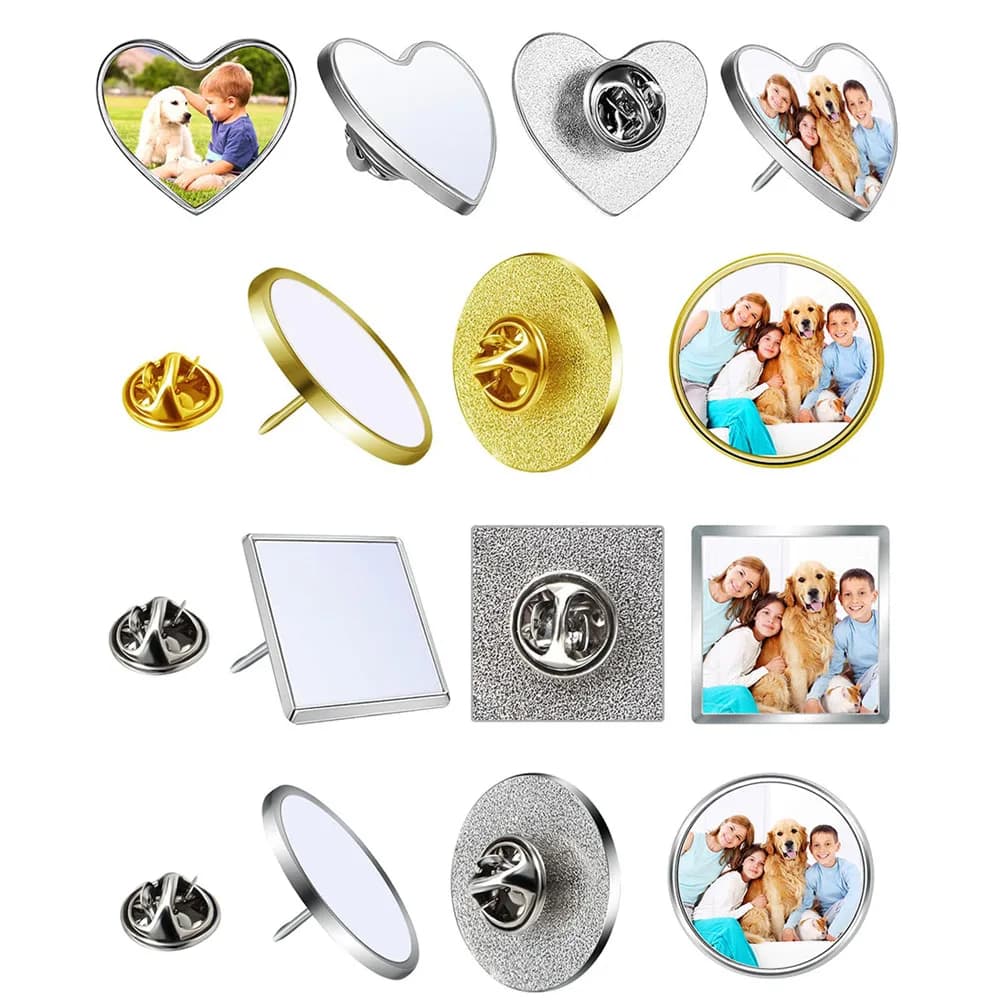 50/250 pz Perni di sublimazione Bottoni Bulk Rotondi Bottoni di sublimazione Spazi vuoti con perni Bottone fai da te Kit distintivo Sublimazione Argento Vuoto