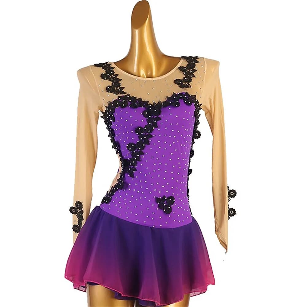 Ice Skating Dress Women Figure Skating Outfit Professional Training Performance Costume Soft Stretch Fabric Breathable Elegant D