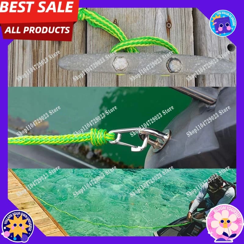 Vendita diretta dalla fabbrica di fune di ormeggio verde, fune in nylon da 7ft/12ft per accessori nautici, yacht e camper.