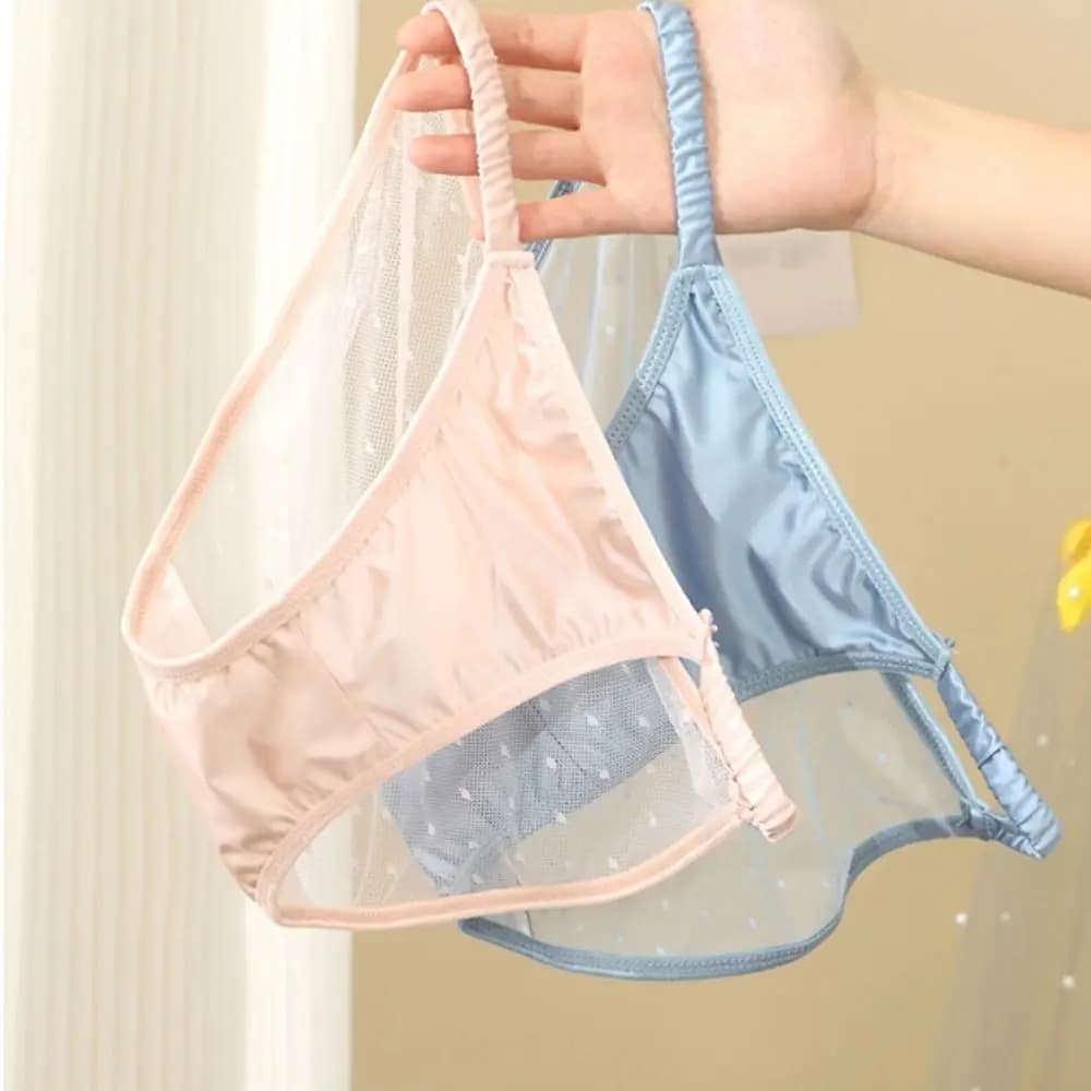 Lace Briefs Ice Silk Low Rise Briefs Women Cotton Crotch Soft Seamless Lingerie Transparent Korean Sexy Women Underwear Girls
