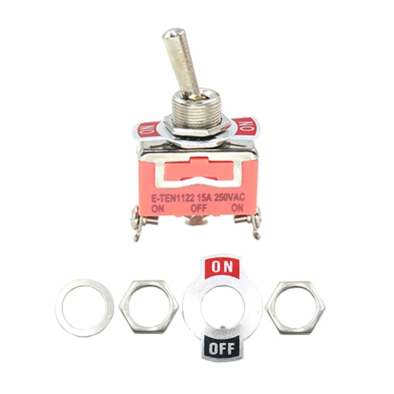 5 pezzi DPDT/SPST interruttore a levetta 250 V 15 A 2/3 posizioni chiusura on-off-on con cappuccio impermeabile, E-TEN 1021 1121 1122 ad alta potenza