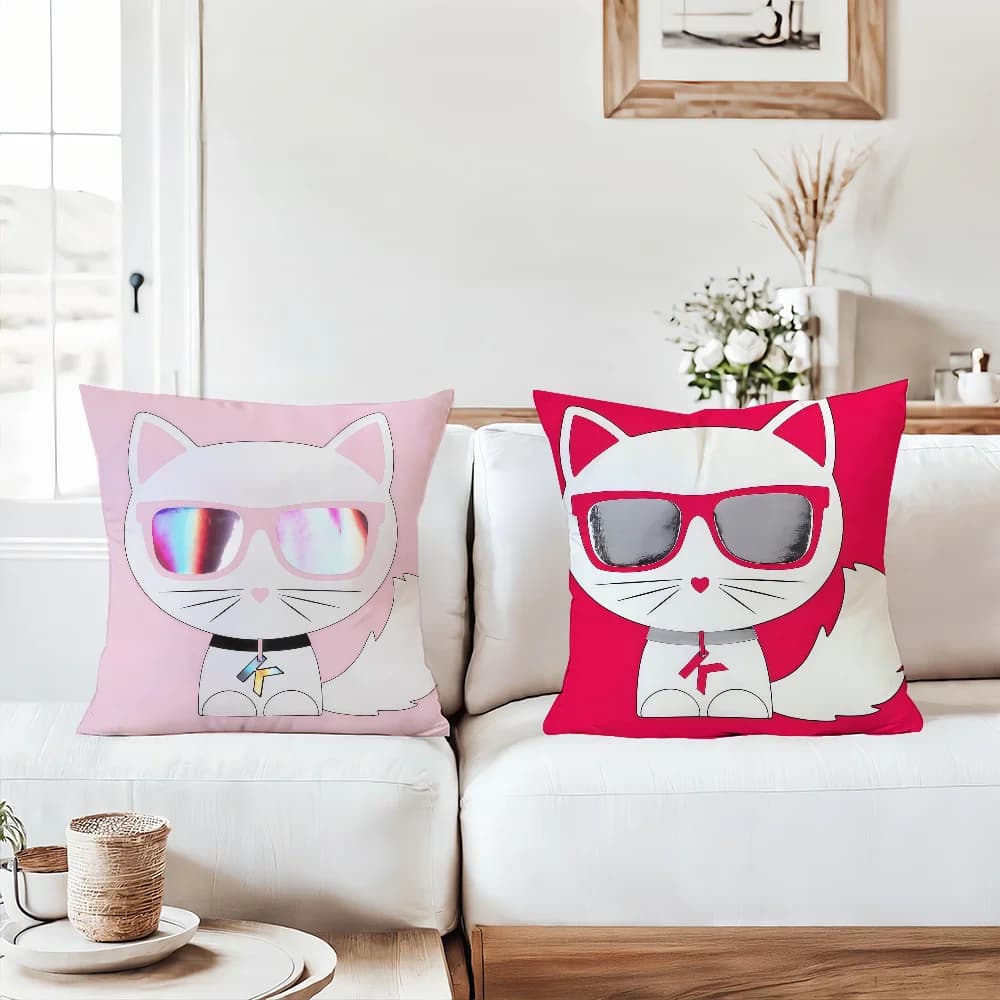 Office cushions with cat pillow glasses with fashion print suitable for sofa, car, bedroom, decorative cushion lining