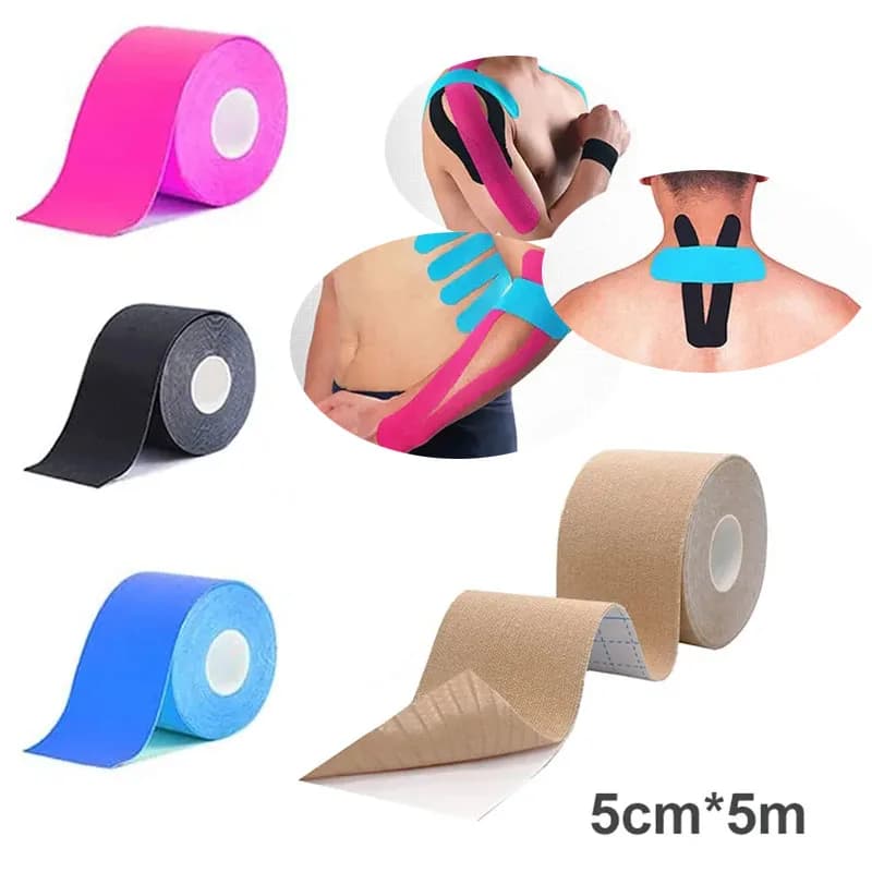 5 cm * 5 m Nastro kinesiologico Sport Athletic Mucle Sollievo dal dolore Polso Supporto per ginocchio Caviglia Elastico impermeabile per lo sport di calcio