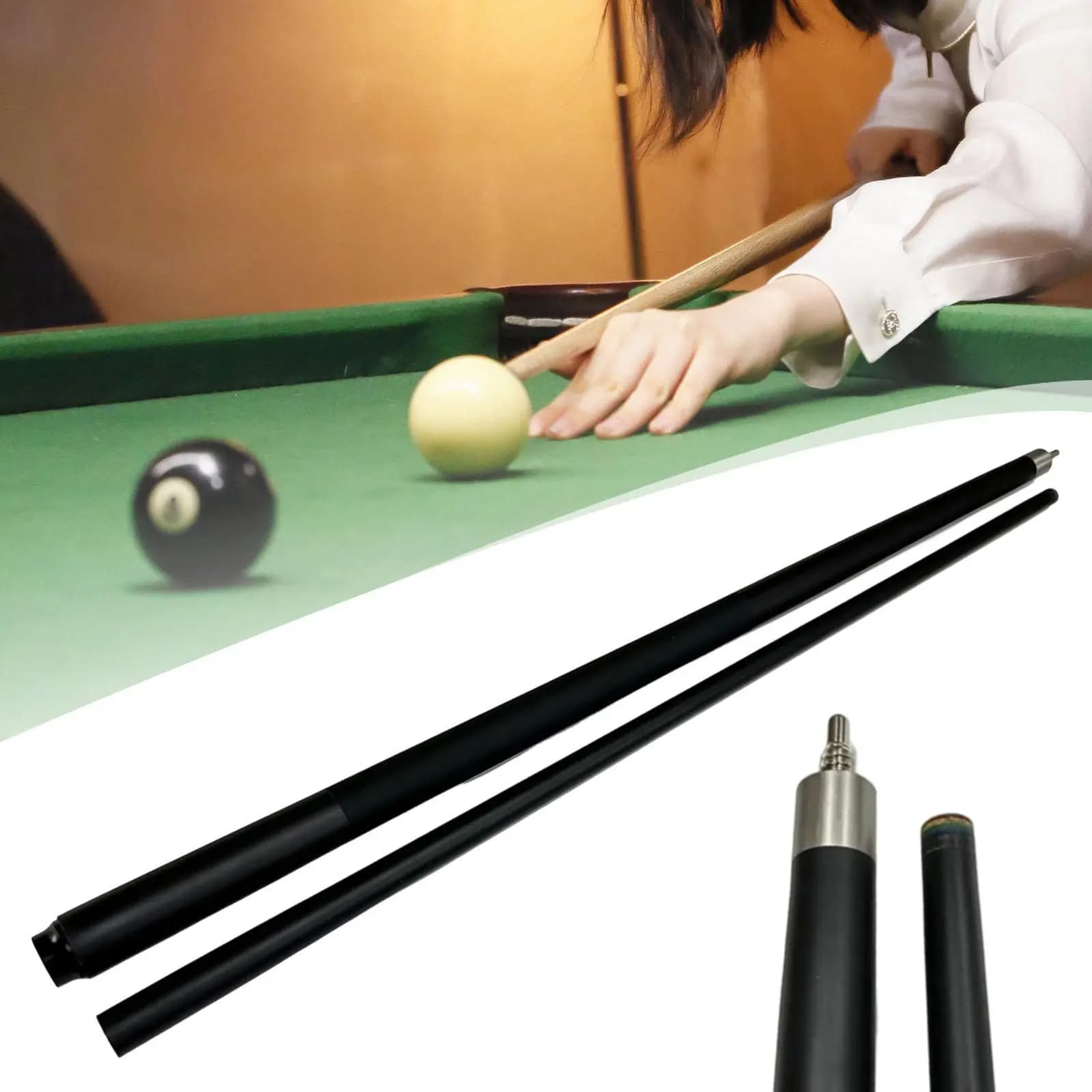 Stecche da Biliardo/Snooker in Fibra di Vetro con Design Divisibile in 2 Parti per Allenamento e Gioco a Casa