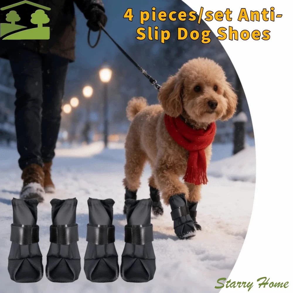 Set di 4 Stivali per Cani Regolabili e Impermeabili, Resistenti all'Usura, Traspiranti e Antiscivolo per Escursionismo