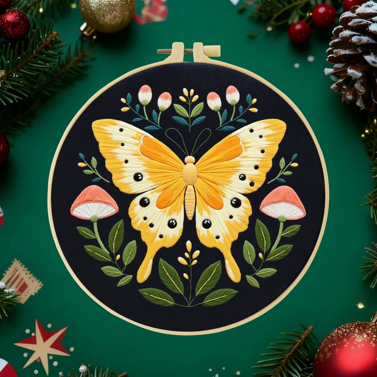 1pc 20X20CM/15X15CM farfalla gialla ricamo Starter Kit kit fai da te decorazioni per la casa pittura artigianale cucito arte