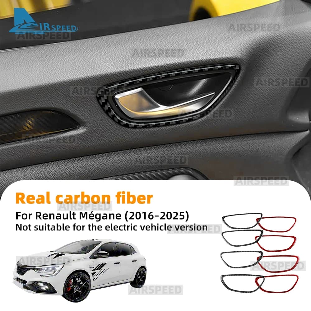 Morbido Adesivo In Fibra di Carbonio Per Renault Megane 4/ 4RS BR MK4 IV 1.2 Tce 1.5 Dci 2016 2017 2018 2019 2020 2021 2022 2023 2024 2025 Auto Interni Maniglia Della Porta Telaio