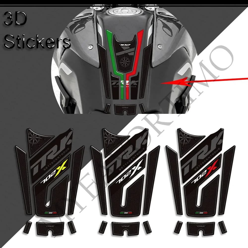 For Benelli TRK 702 X 702X Adventure Moto Relief Protection Carro Armed Manopole Lateral Gas Oil Fuel Kit Ginocchio Stickers Decalcomanie 2023 2024