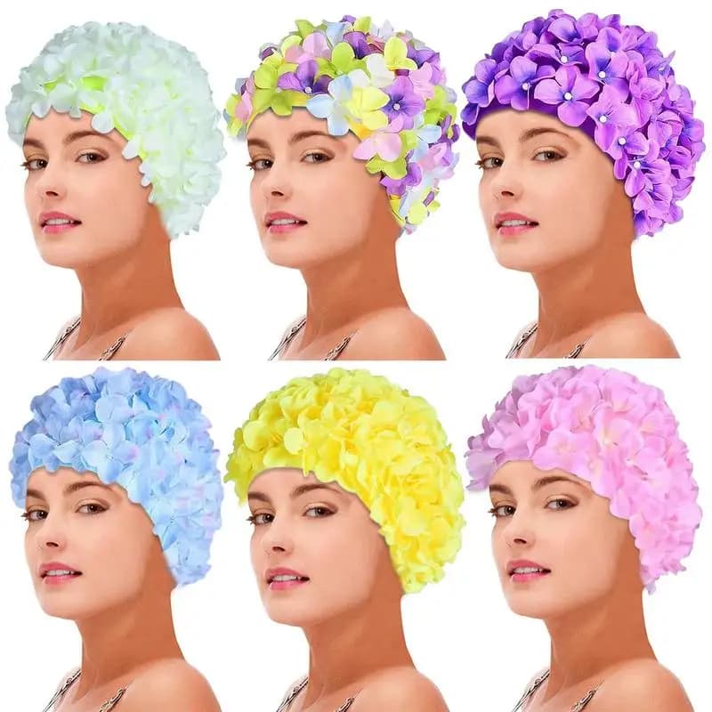 Floral woman petal Retro swimming head summer fashion flower beach hat swimming pool beach holiday Caps