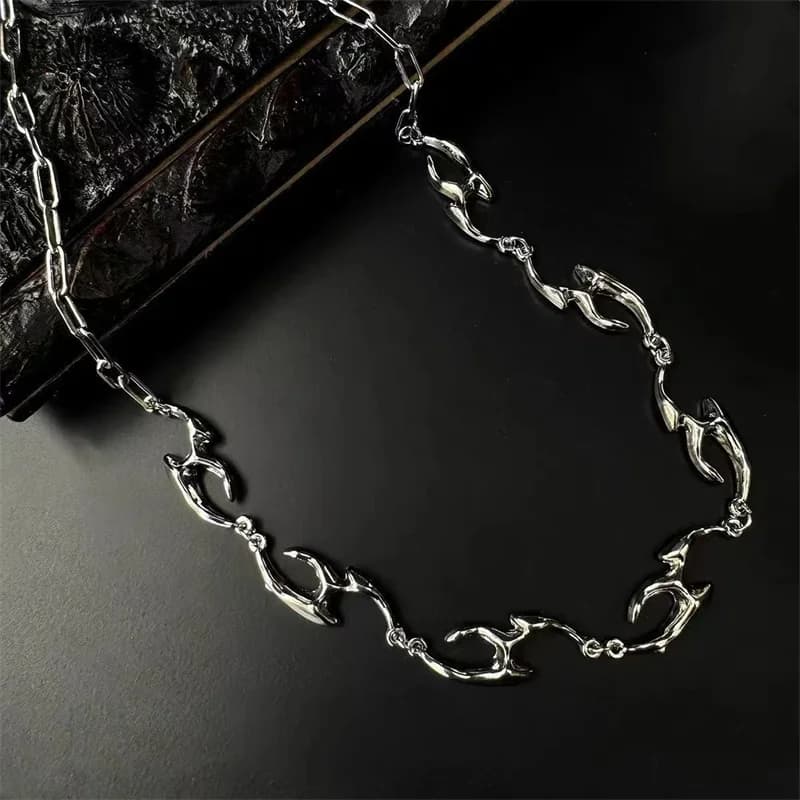 Collana Gotica Irregolare in Metallo Hip Hop, Catena alla Moda da Uomo e Donna per Clavicola, Accessori Gioiello per T-shirt e Felpe con Cappuccio