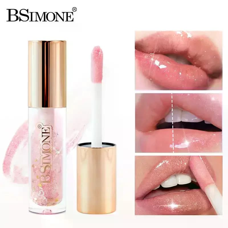 Lucidalabbra Trasparente Effetto Cristallo 5.5ml, Balsamo Labbra Idratante Lucido Effetto Specchio, Rossetto Liquido Glitterato, Olio Labbra, Tinta Labbra