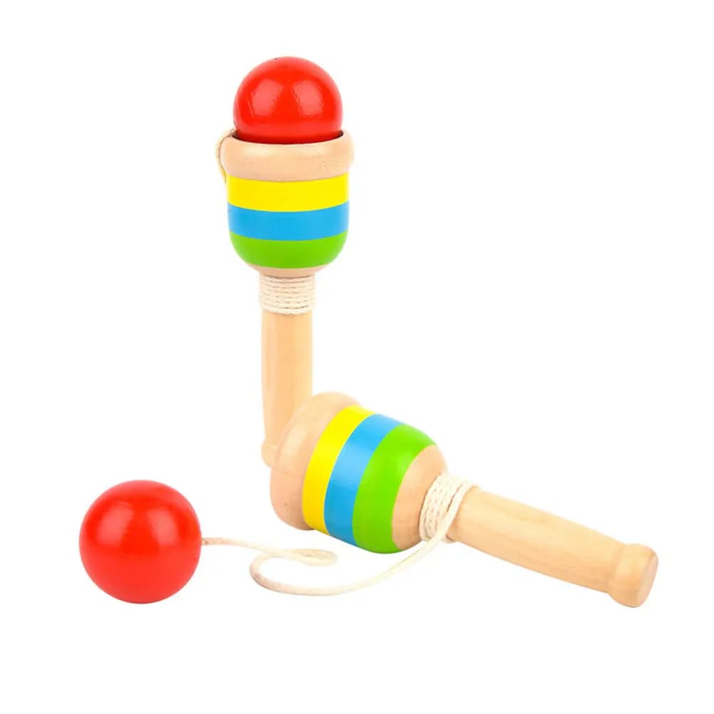 Set di 2 Kendama, Gioco Educativo in Legno per Bambini, Giocattolo per la Coordinazione Occhio-Mano