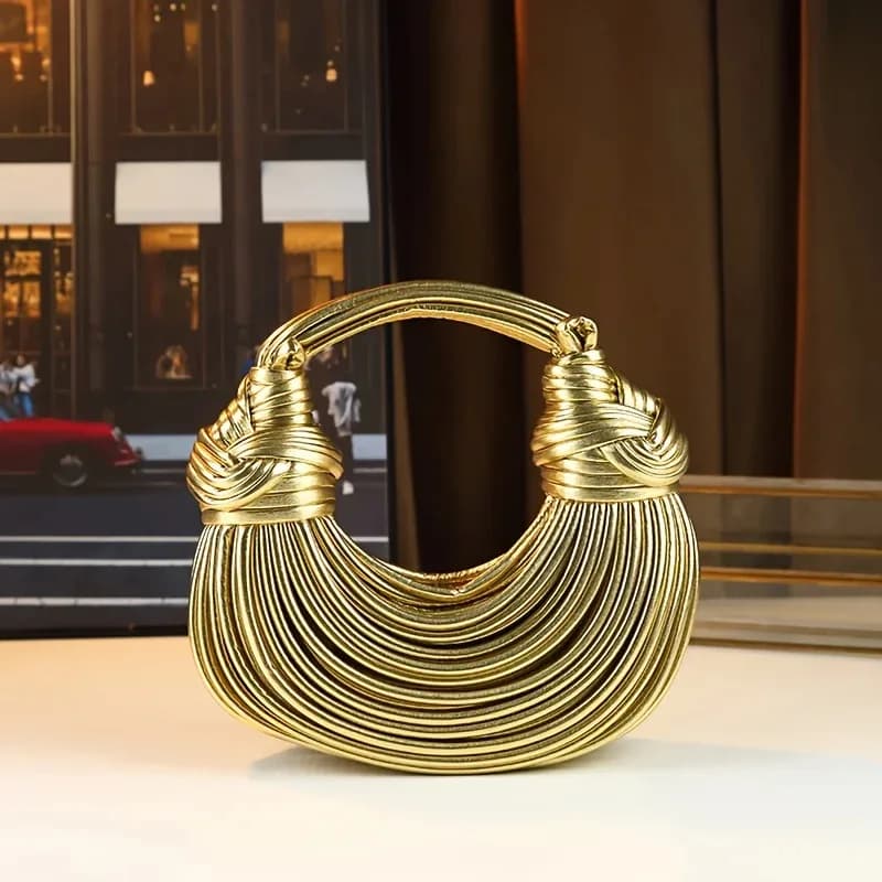 Ladies2025Nuove borse di design di lusso Borsa per noodle intrecciata a mano Borsa con nodo Borsa da pranzo in argento