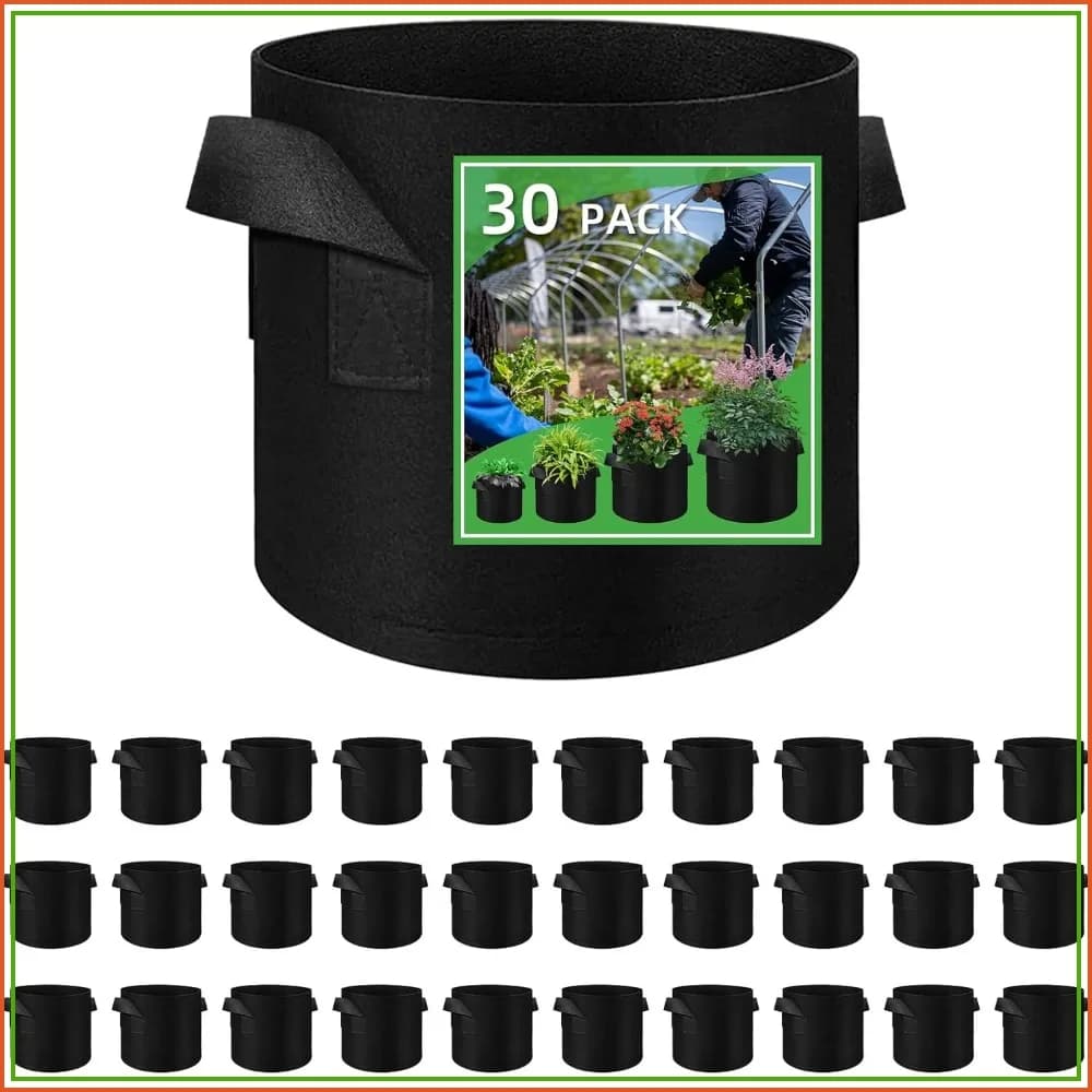 30 Pack 15 Gallon Plant Grow Bags, Breathable Non-Woven Fabric Pots with Handles, 19.7x11.8 inch