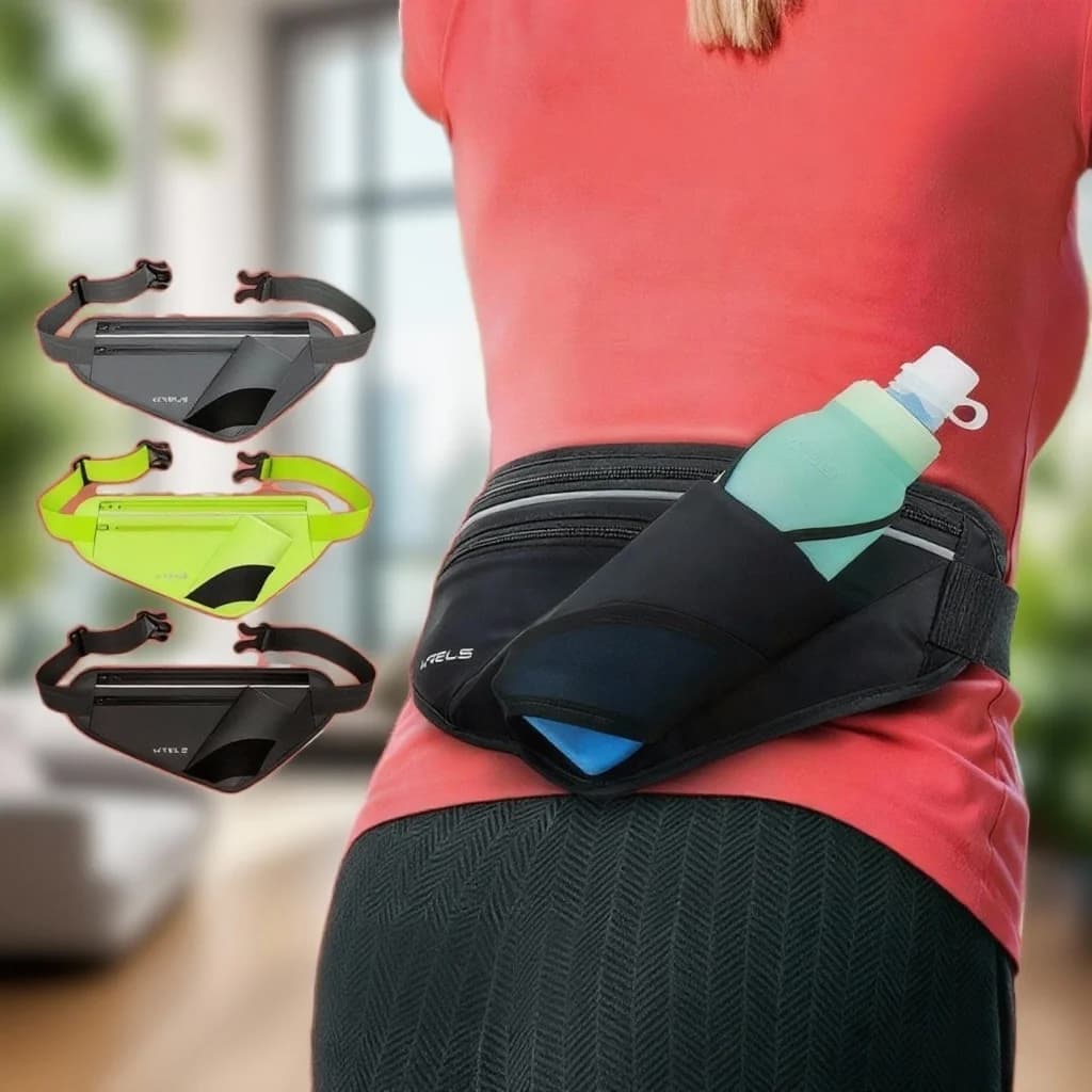 WRELS Adjustable Running Belt with Shoulder Bag Reflective Waist for hydration for hiking, jogging, unisex