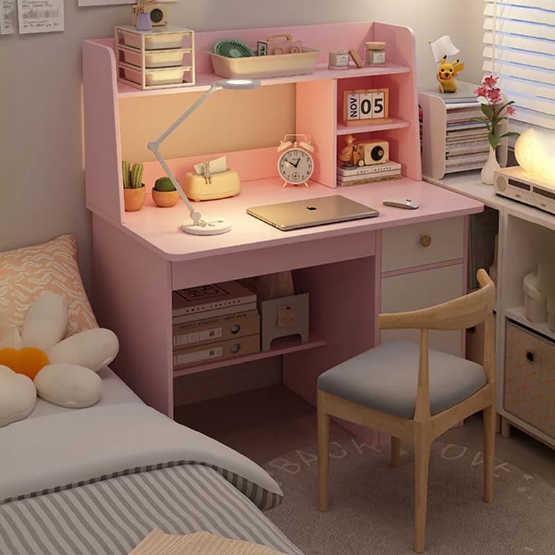 Scrivania, libreria, scrivania per computer integrata, camera da letto di casa, tavolino per consentire agli studenti di imparare a scrivere