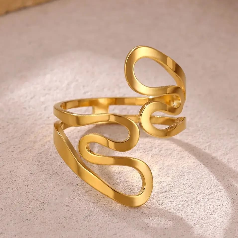 Anelli Geometrici Minimalisti per Donne, Placcati in Oro, in Acciaio Inossidabile, Anello Intrecciato, Regalo per Compleanno e Anniversario