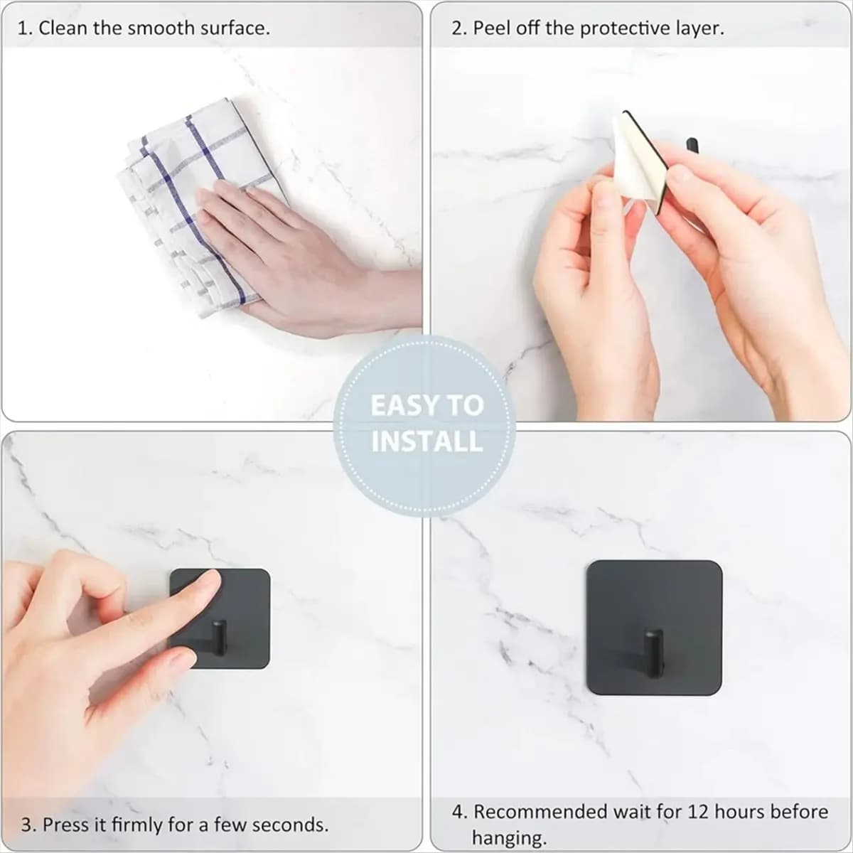 REST 10PCS Gancio adesivo in acciaio inossidabile Ganci da parete autoadesivi Gancio Portaoggetti resistente Stick su ganci per asciugamani,A