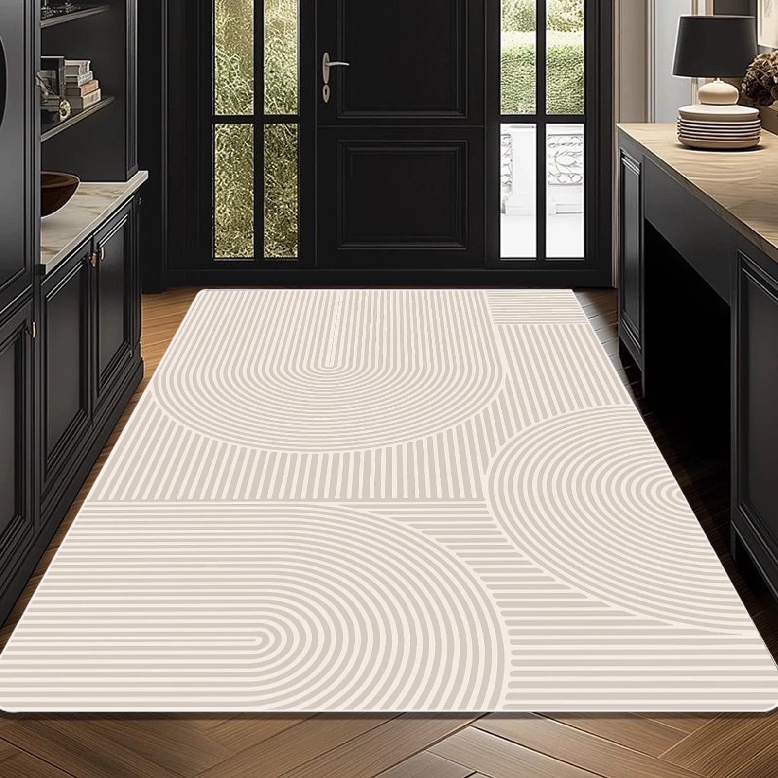 Tappeto in stile linea semplice per la decorazione del soggiorno tappeti morbidi di grandi dimensioni per la casa tappetino per porta d'ingresso antiscivolo facile da pulire personalizzabile