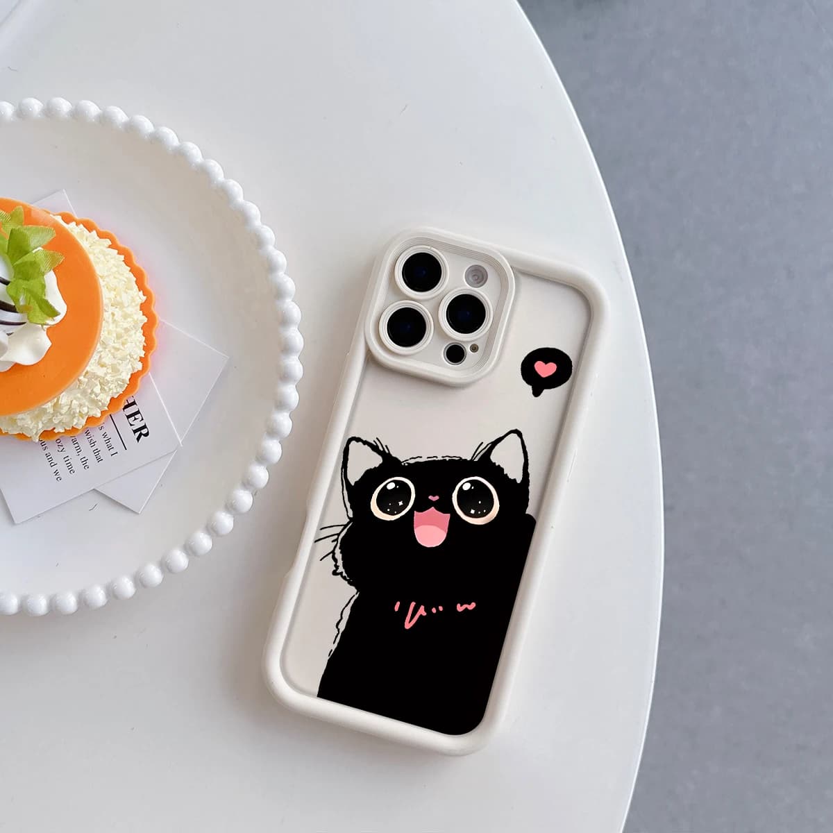 Cover Posteriore Morbida in TPU con Motivo Gatto Nero per iPhone 17 Air 16 15 14 Pro Max Plus 13 12 Mini 8 7 X Xs