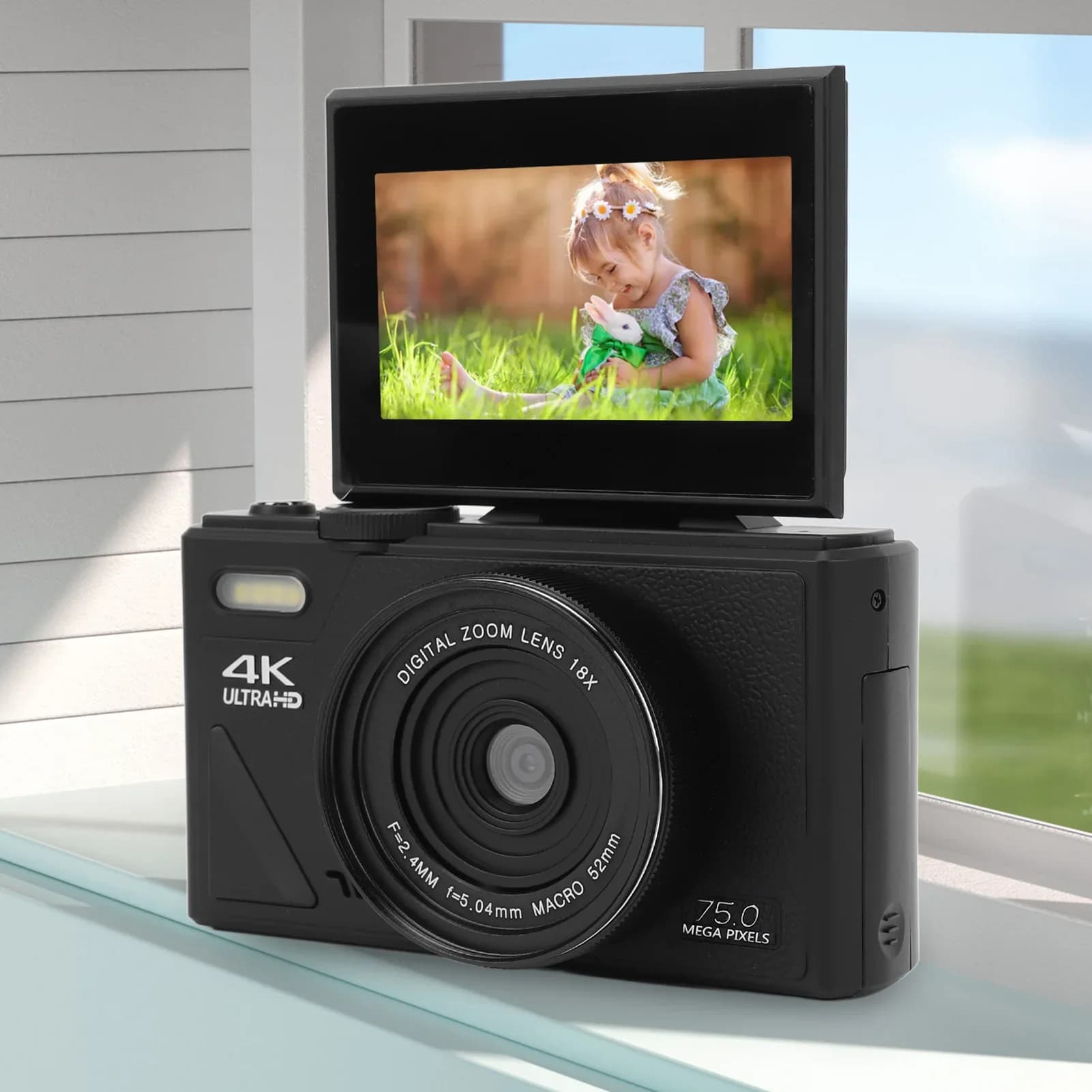 Fotocamera digitale 5K 75MP HD con schermo da 3 pollici Zoom digitale 18X Fotocamera mirrorless retrò con messa a fuoco automatica per la fotografia di viaggio
