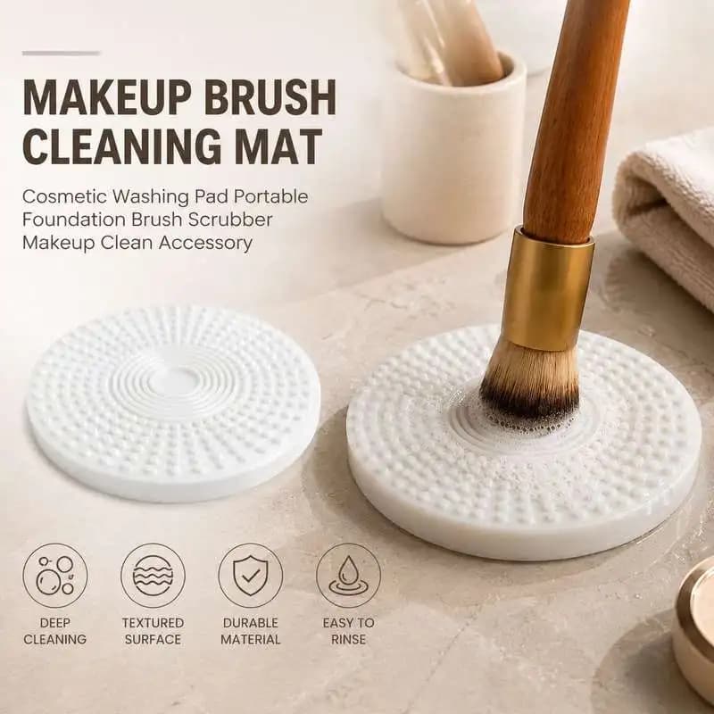 Makeup Brush Cleaning Mat Cosmetic Washing Pad Portable Foundation Brush Scrubber Makeup Clean Accessory