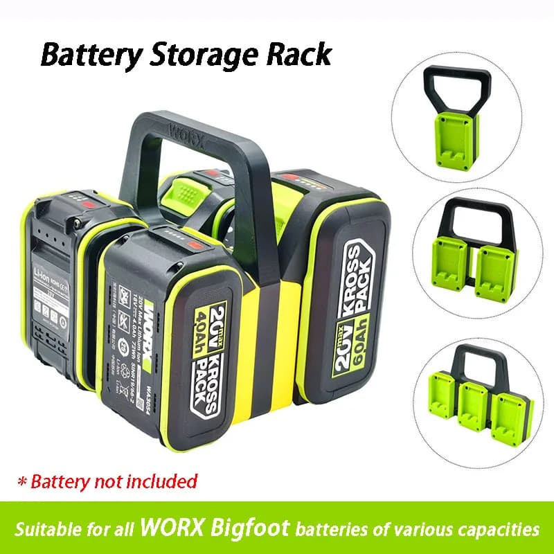 Supporto per Batterie Compatibile con Batterie WORX Bigfoot, Organizzatore Portatile per Batterie, Rack di Stoccaggio Stampato in 3D