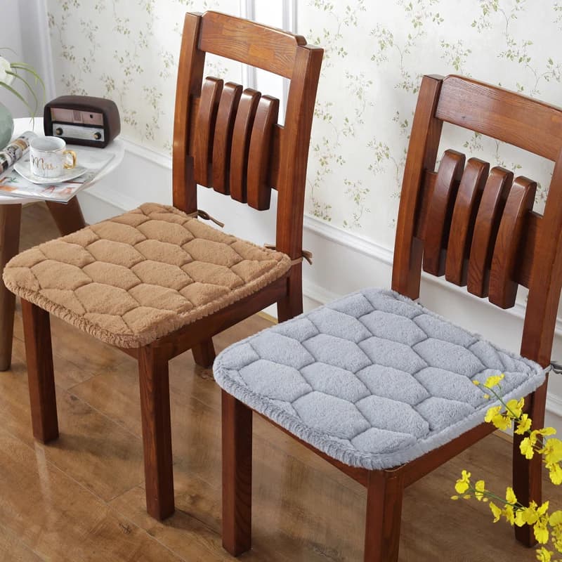 Thickened Anti-slip Plush Chair Pad Winter Office Butt Cushion Restaurant Chair Pads Pure Color Modern Simple Style Home...