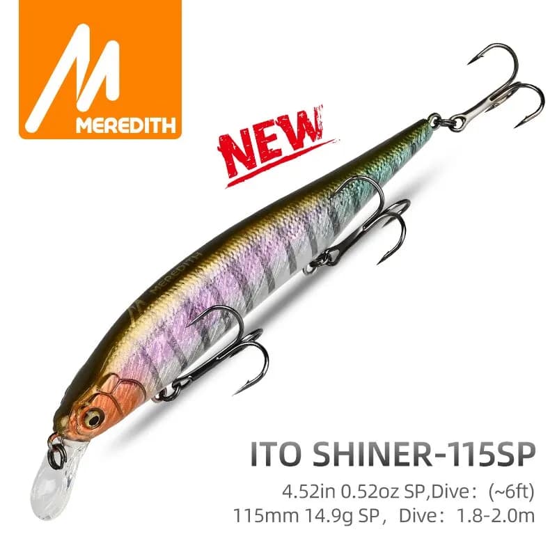 MEREDITH ITO SHINER-115SP Sistema di peso al tungsteno Top Esche da pesca Minnow Wobbler Attrezzatura da pesca di qualità Ganci per la pesca