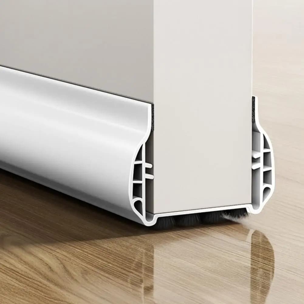 Under-door Weather Strip Noise Reduction Door Strip 93cm Door Bottom Sealing Strip with Brush Under-door Sweep Weather Stripping