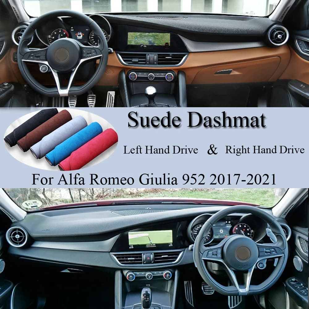 Per Alfa Romeo Giulia 952 2017 2018 2019 2020 2021 2022 tappetino in pelle scamosciata tappetino per cruscotto copertura per cruscotto tappetino per moquette accessorio per auto