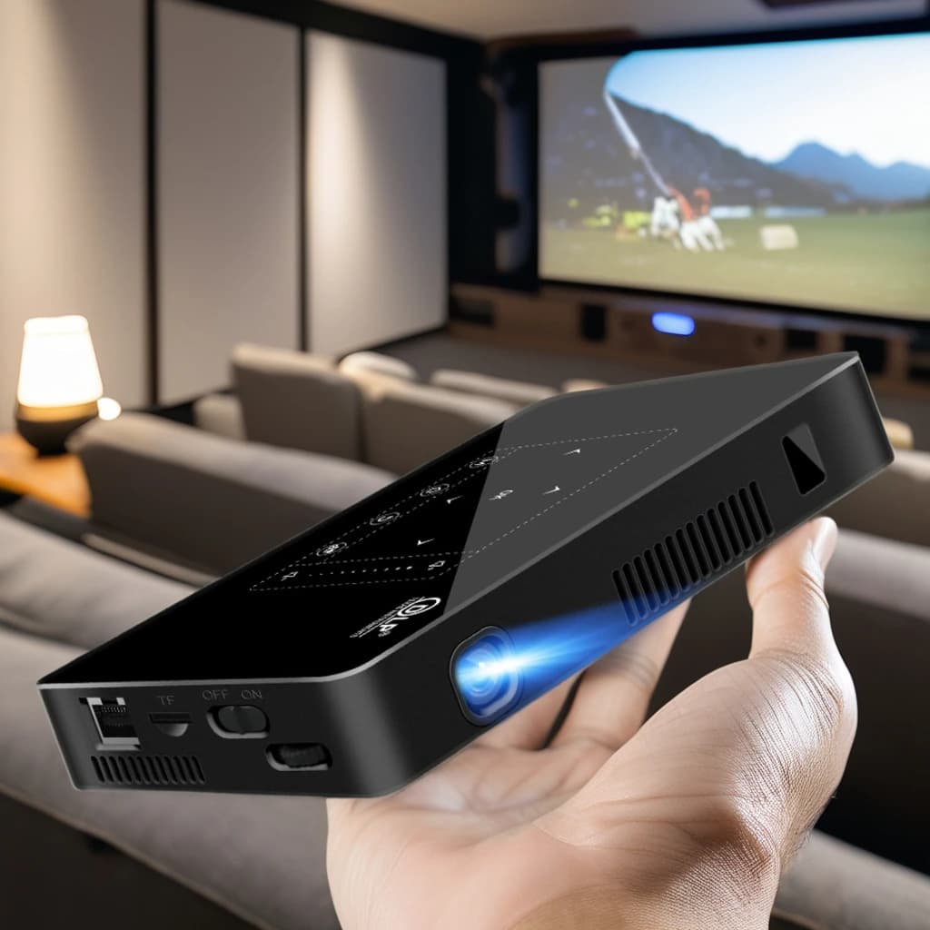 Proiettore Video Portatile Smart DLP Android P10-II Mini 3D con 4K, Bluetooth, Wi-Fi, Laser e Lampada LCD, Opzione Batteria