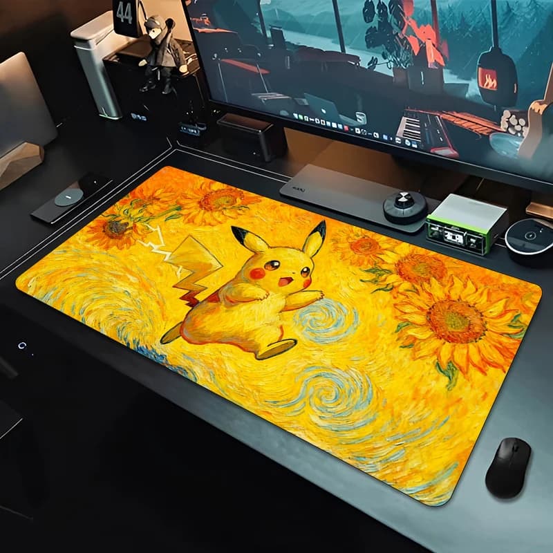 Mouse Mat anime game accessories Big carpet White Edge Gamer Computer Keyboard Pokemon Pikachu Rubber Mat Mausepad