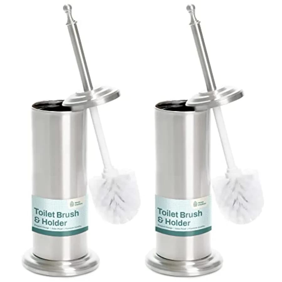 Set di 2 Spazzole per WC in Acciaio Inox con Supporto, Design Moderno, Spazzola per Pulizia del Gabinetto con Porta Spazzola