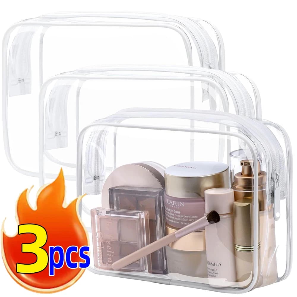 Travel Organizer Toiletry Bag for Bathroom Washer Transparent White Case with Hinge Makeup Bags Transparent Case for Women Cosmetics