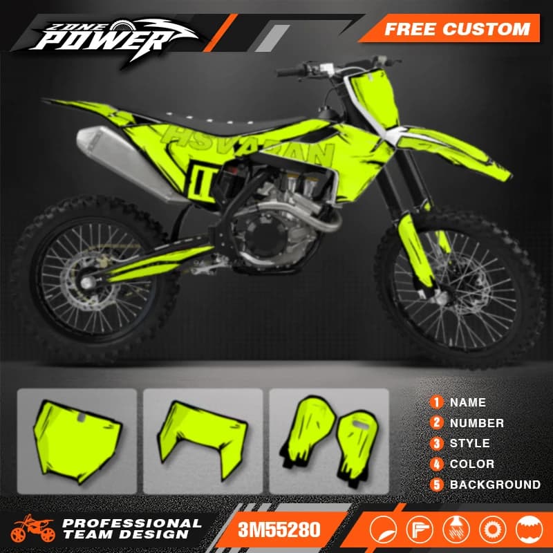 Powerzone Moto Grafica Decalcomanie Kit Adesivo per Husqvarna TE FE 150 200 250 300 350 400 450 2019 2018 2017 TC FC 16-18 120