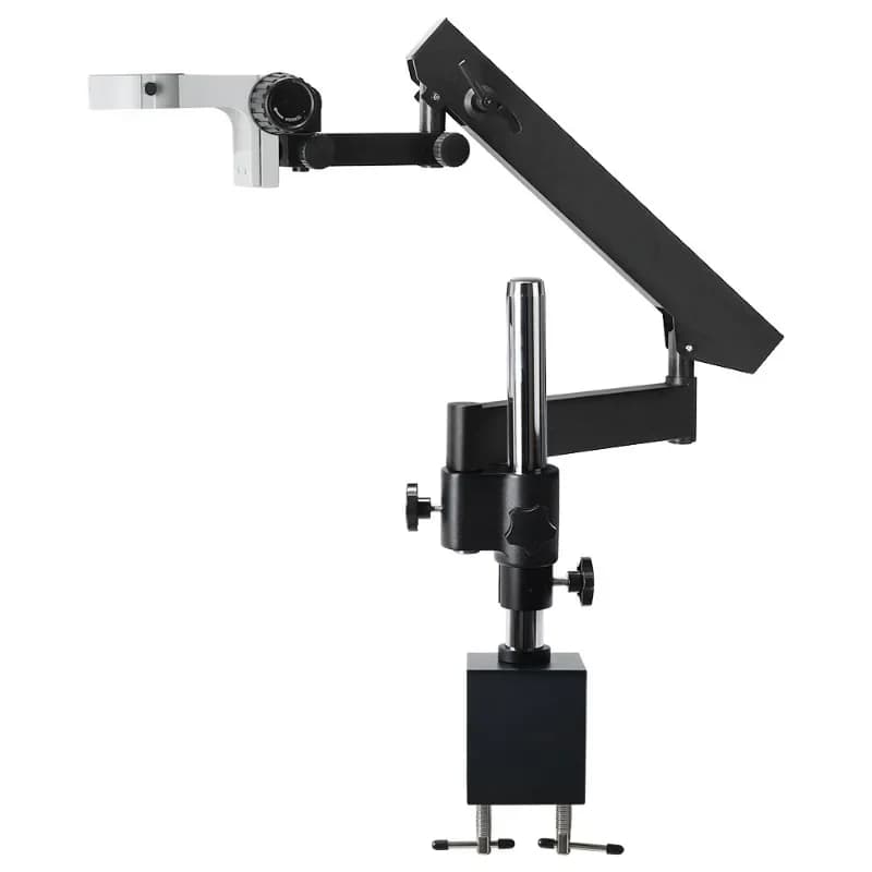 Supporto per microscopio a braccio oscillante, universale per microscopi binoculari e trinoculari, telescopico, pieghevole, sollevabile, per manutenzione e ispezione
