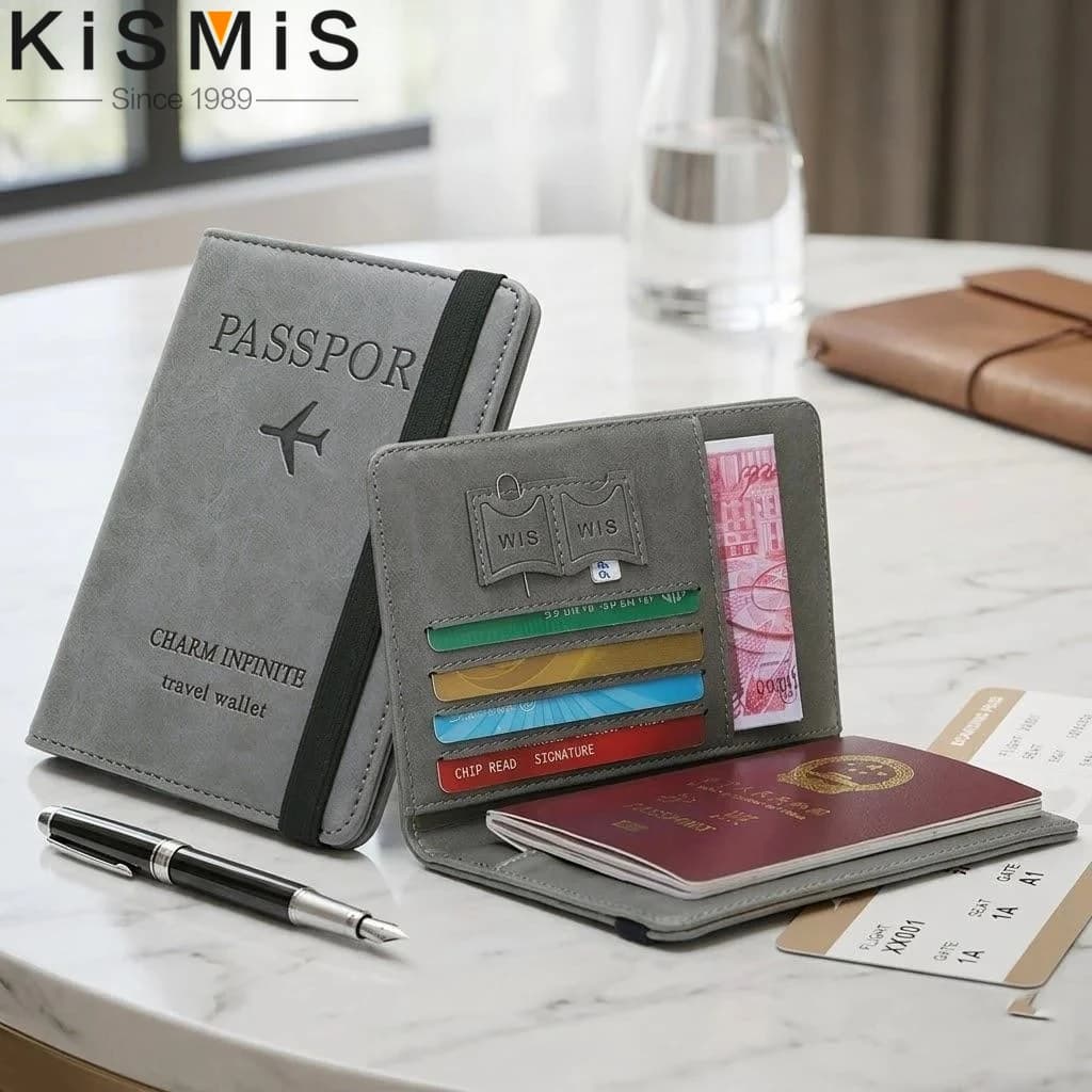 Porta Passaporto con Protezione RFID in Pelle PU, Organizer da Viaggio Leggero e Resistente con Multi Scomparti per Documenti, per Uomini e Donne