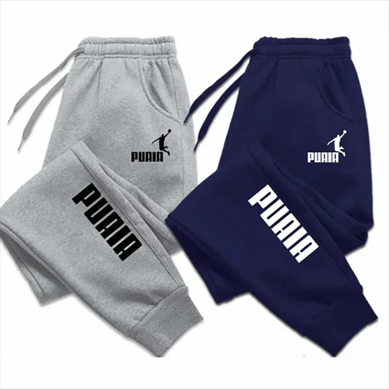 Men's trousers with PUAIA print Autumn/Winter New sports pants jogging Fitness Wide clothing in solid color Streetwear pants