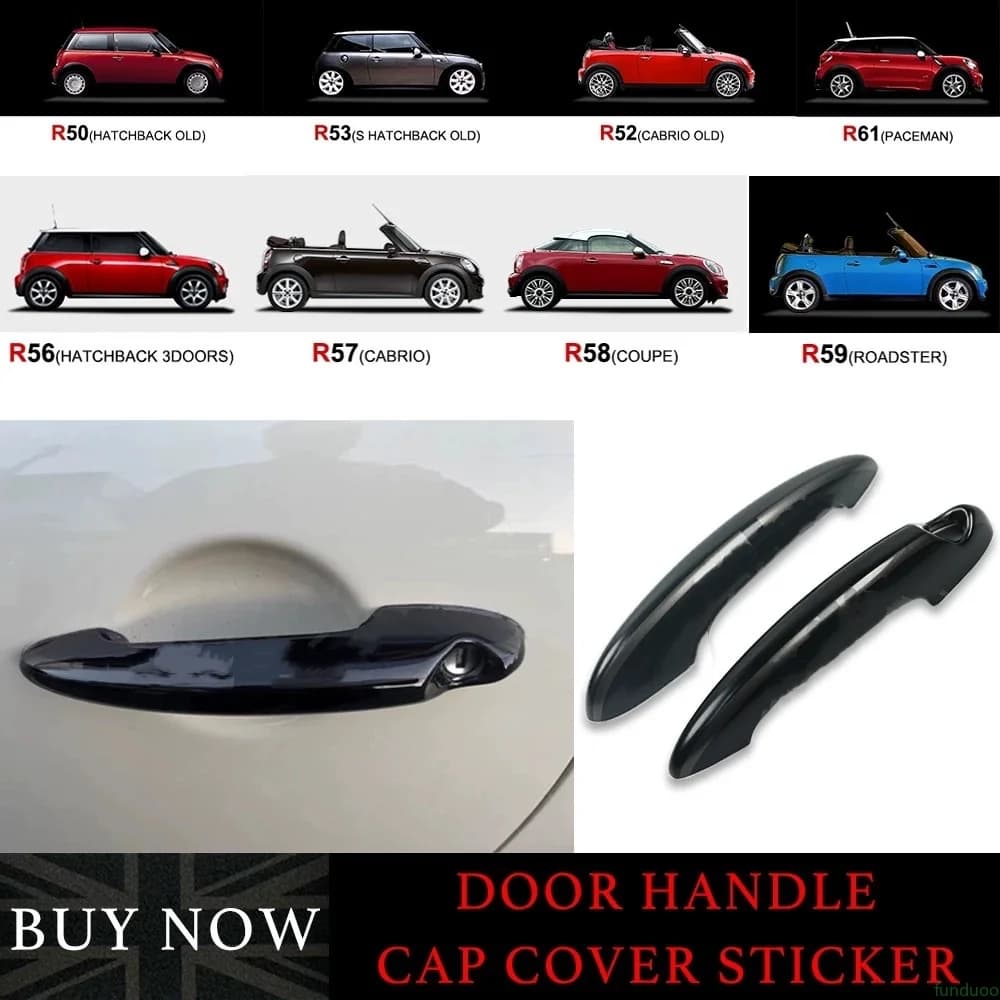 Carbon Fiber Glossy Black Car Door Handle Stickers For MINI Cooper S R50 R52 R53 R55 R56 R57 R58 R59 R61 Styling Accessories