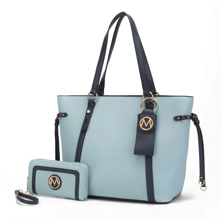 Borsa Tote MKF Collection Kioea con Portafoglio e Portachiavi Staccabile, in Pelle Vegana Premium Blu Navy, Design Compatto con Molteplici Scomparti
