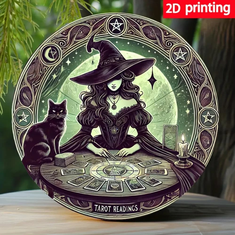 Tema della carta dei tarocchi vintage: modelli di streghe e gatti con design mistico della luna stellata per casa, ufficio, bar e giardino facili da pulire