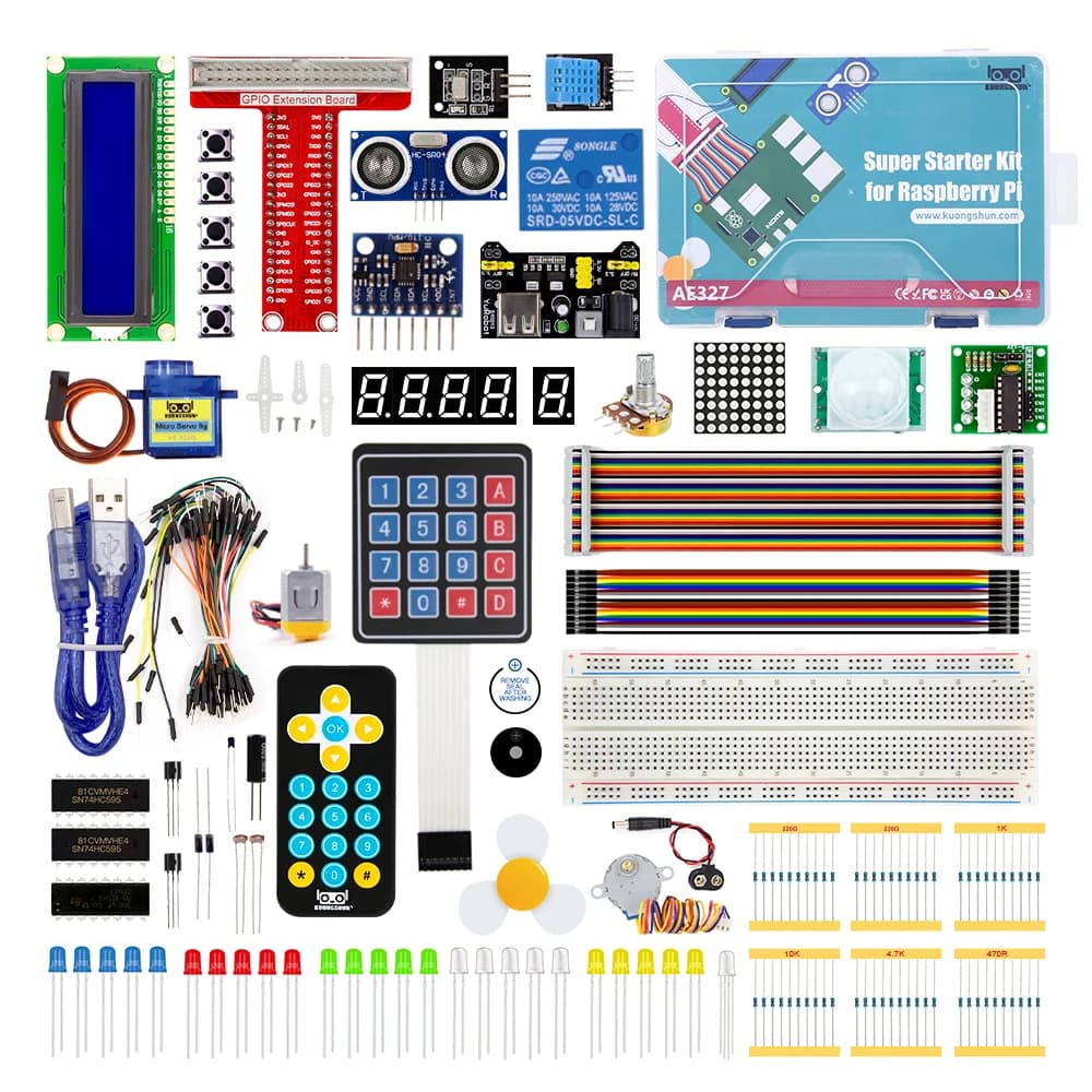 KUONGSHUN Raspberry Pi Super Starter Kit for Raspberry Pi Model 5 4 3B+ 3B 3A+ 2B 1B+ 1A+ Zero W+ DIY Kit