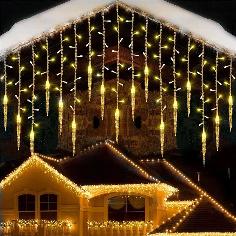 Luci a Cascata Natalizie Ideali per Decorazioni Invernali, Matrimoni, Natale, Capodanno, Halloween, Ringraziamento e Festività