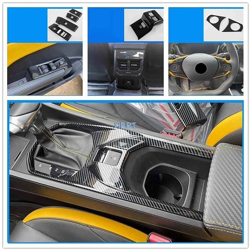 For DongFeng Aeolus/Shine 2023 + Auto Switch Window Control Panel Air Vent Output Internal Cover Carbon Fiber