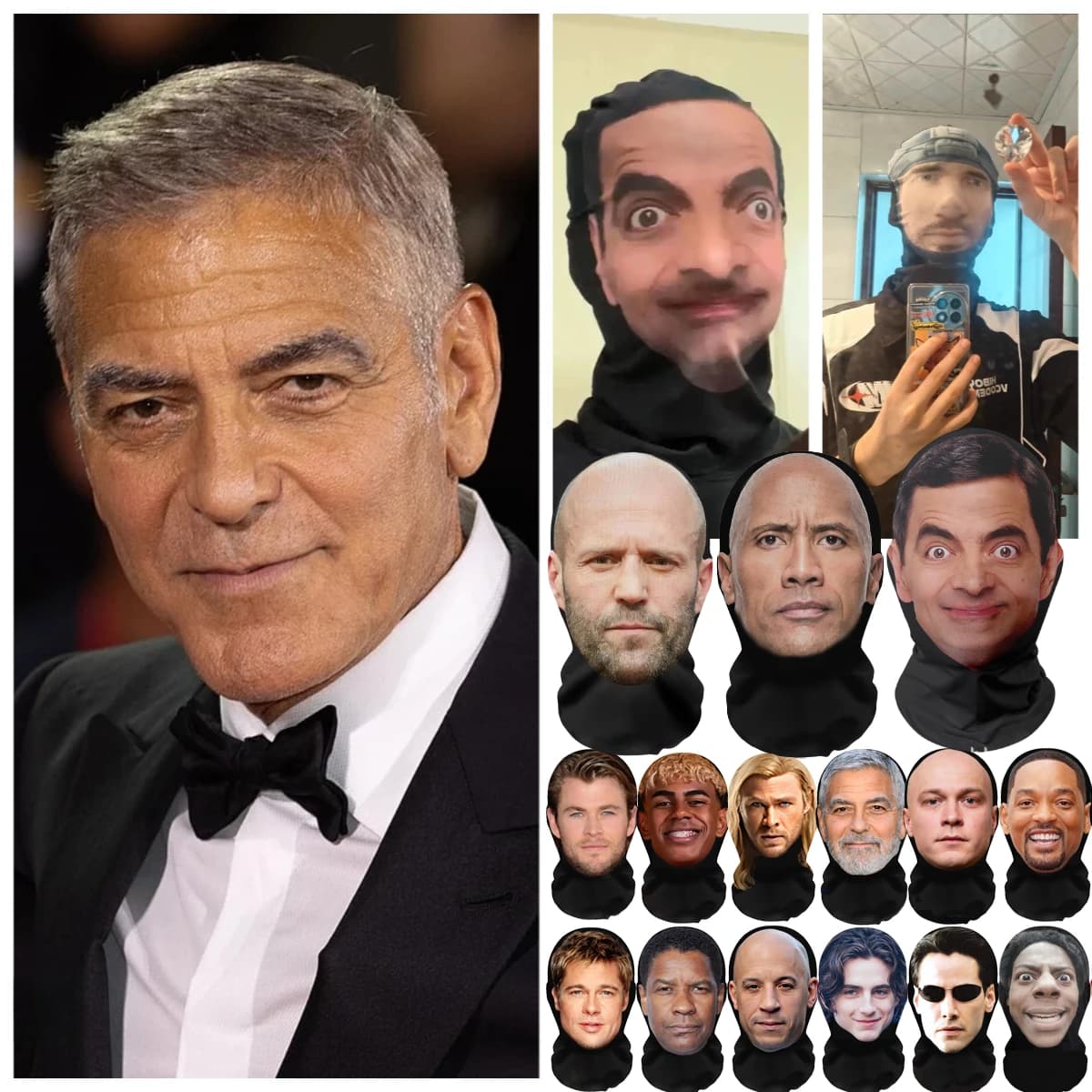 3D Funny New Elastic Realistic Celebrity Mask Visualized Masks Full Face Cosplay Balaclava Halloween Party Props Headcovers